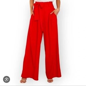 14-Flying Tomato Anthropologie Elegant Red Wide-Leg Pants